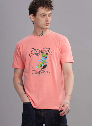 Everything Comes To You at Right Time Round Neck T-shirt