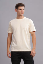 Cream Half Sleeve Round Neck T-Shirt