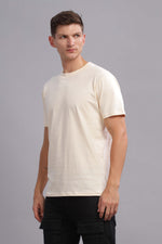 Cream Half Sleeve Round Neck T-Shirt